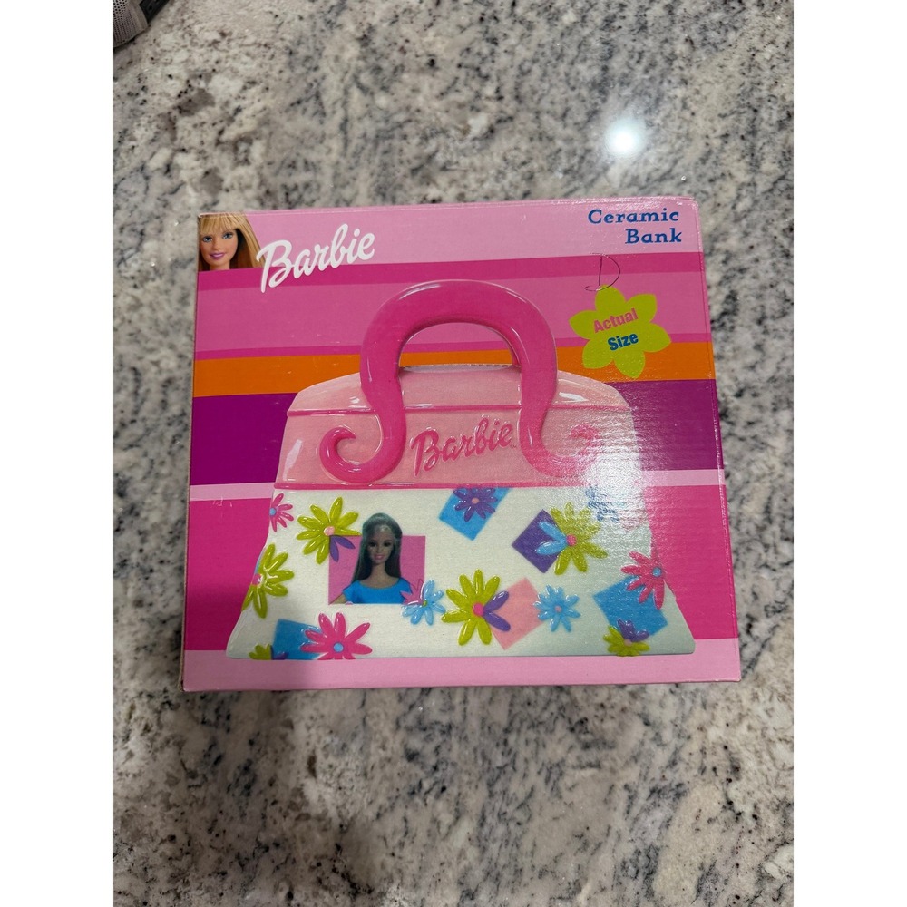 Barbie Ceramic Bank Pink Purse Handbag Floral 2002 Vintage KRBNK 212 NIB